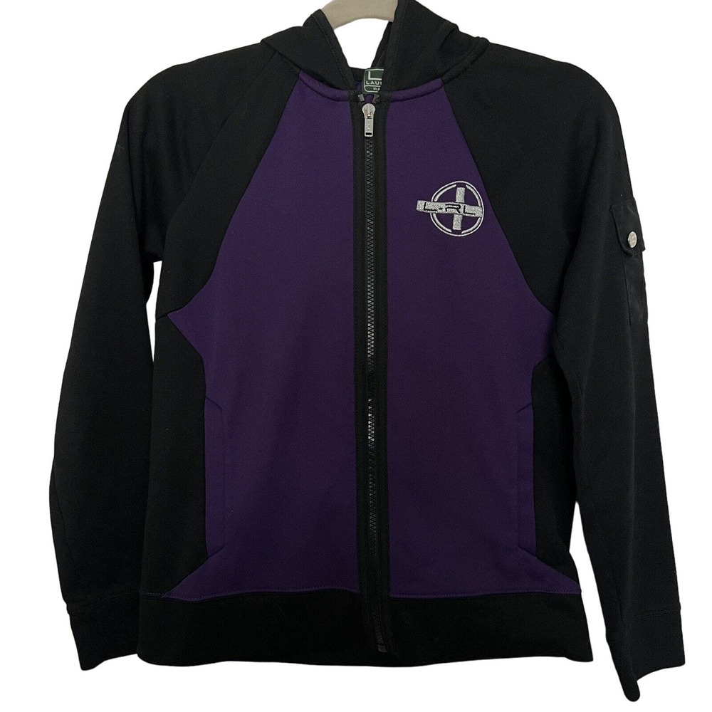 🌵 Vintage L-RL Lauren Ralph Lauren Active Purple Colorblock Zip Up Hoodie - XS